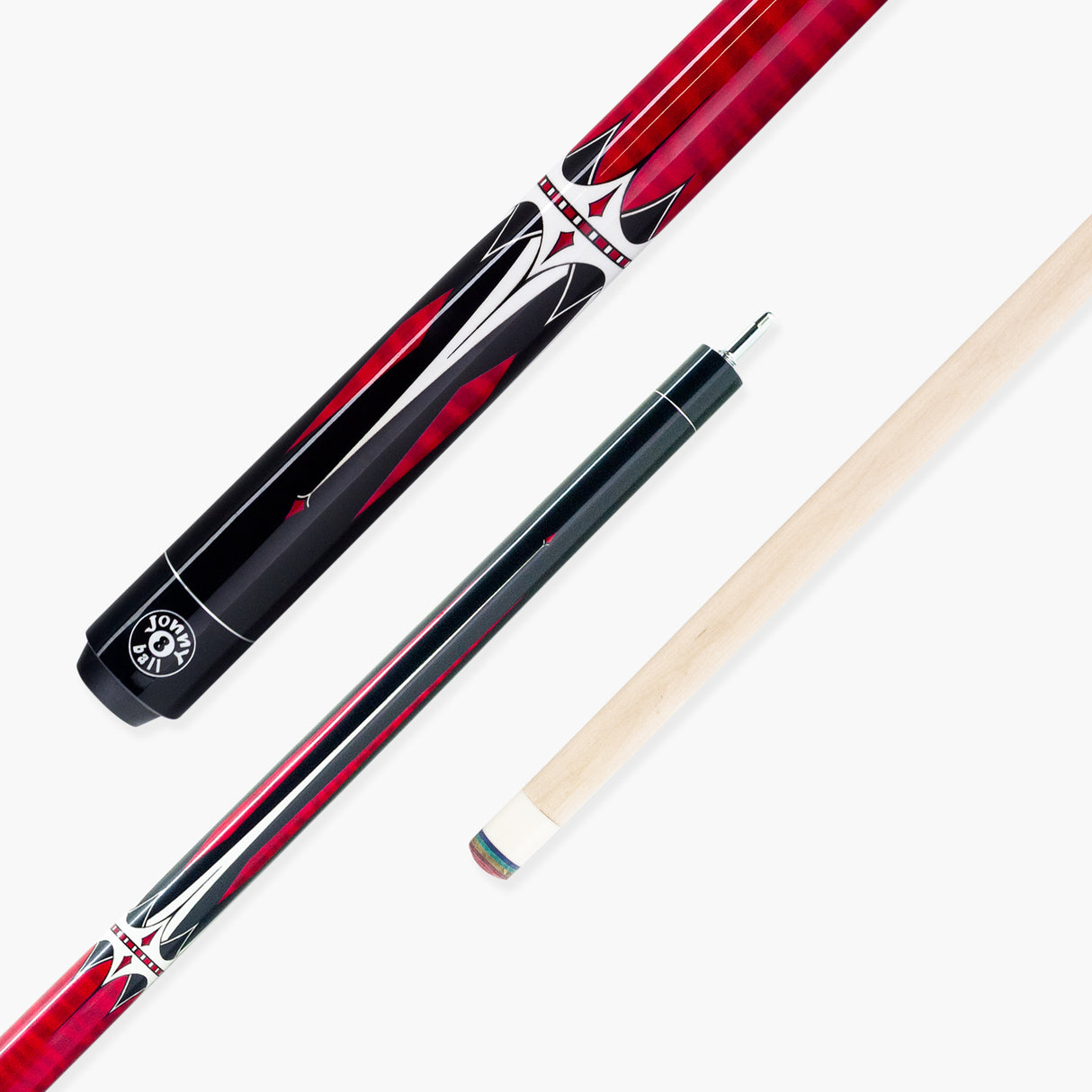 Jonny 8 Ball Harpoon 58 Inch 2 Piece American Pool Cue with Birch Shaft and 13mm Layered Tip