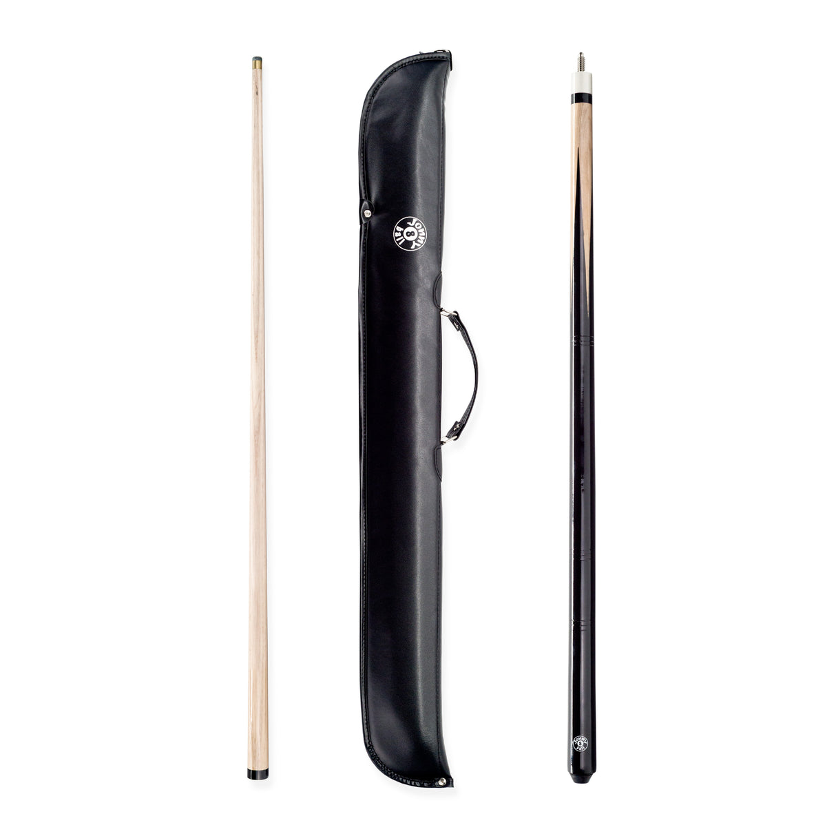 Jonny 8 Ball 57 Inch 2 Piece Pub Style Snooker Pool Cue and Case Set with 9.5mm Tip