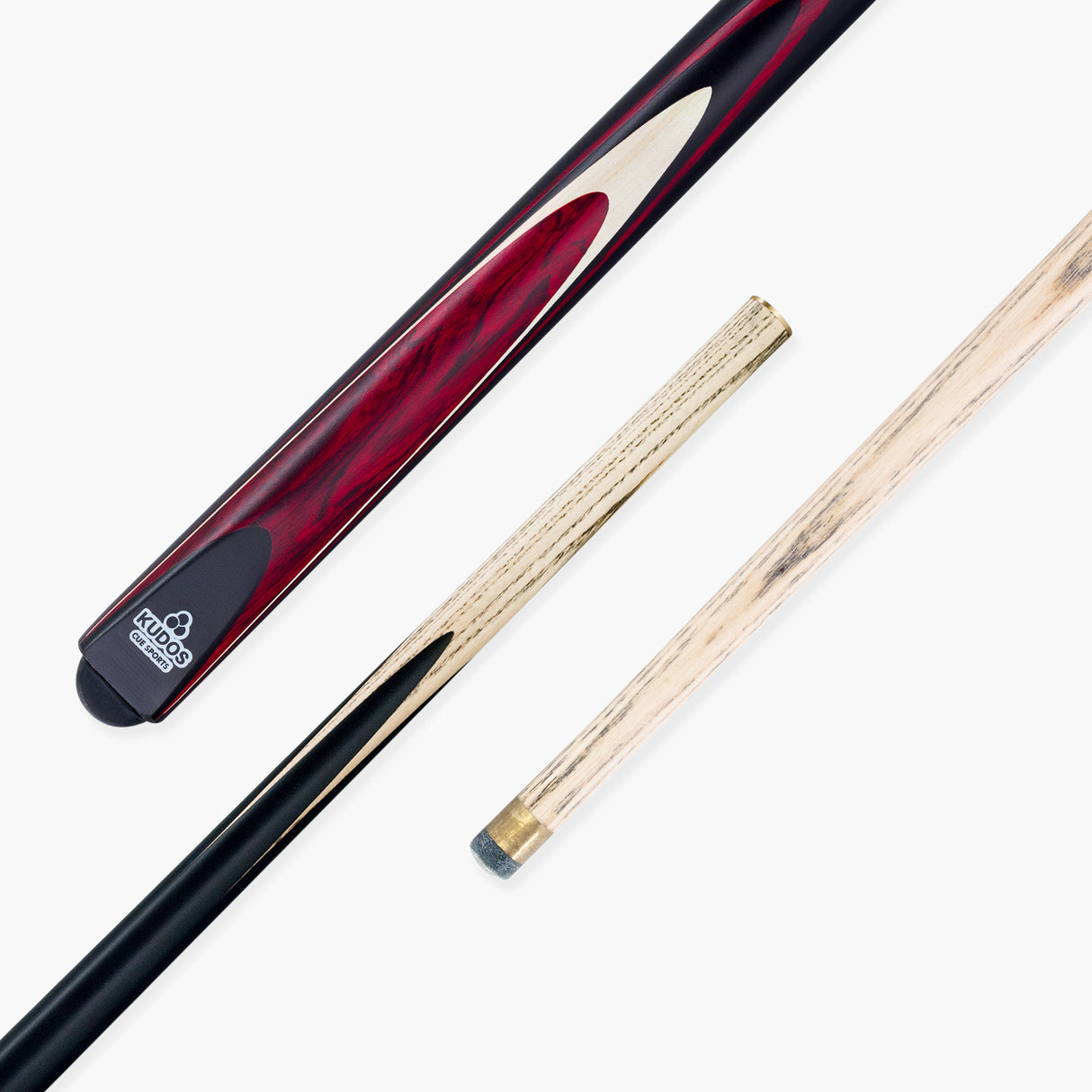 Kudos Red Bullet 57 Inch 2 Piece Centre Joint Ash Snooker Pool Cue with 9.5mm Tip