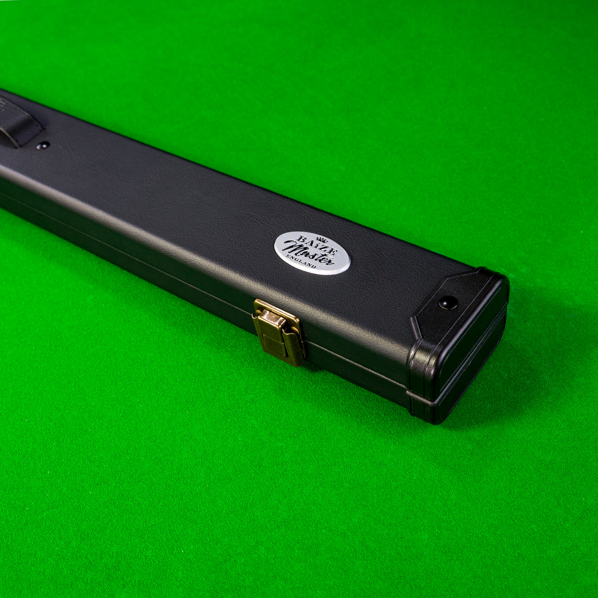 Baize Master Deluxe PLAIN BLACK 2pc Pool and Snooker Cue Case with Metal Badge and Plastic Ends - Black Interior Baize Master