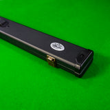 Baize Master Deluxe PLAIN BLACK 2pc Pool and Snooker Cue Case with Metal Badge and Plastic Ends - Black Interior Baize Master