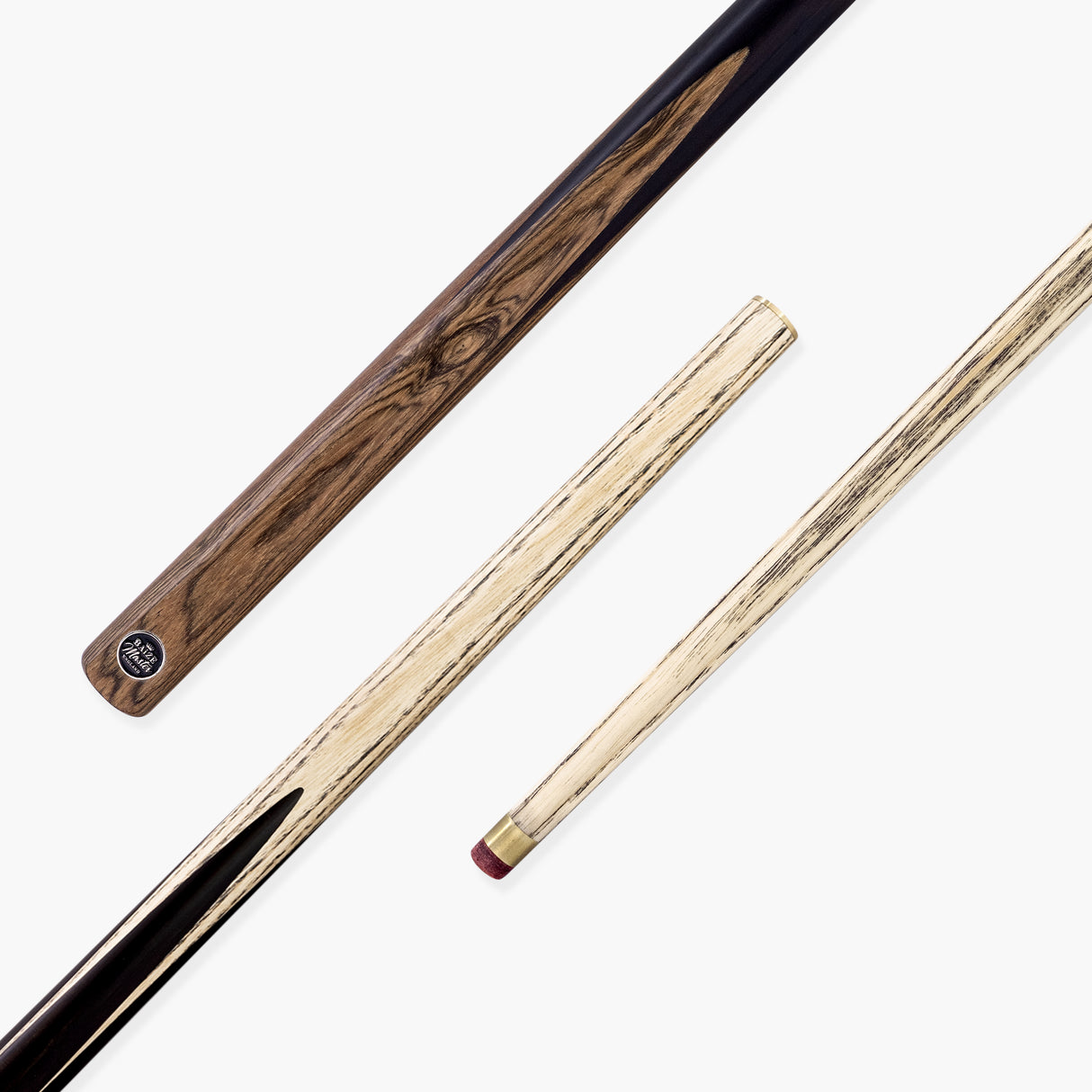 Baize Master Golden Sandalwood 2 Piece 57 Inch English Pool Cue and Case Set with 9.5mm Red Layered Tip