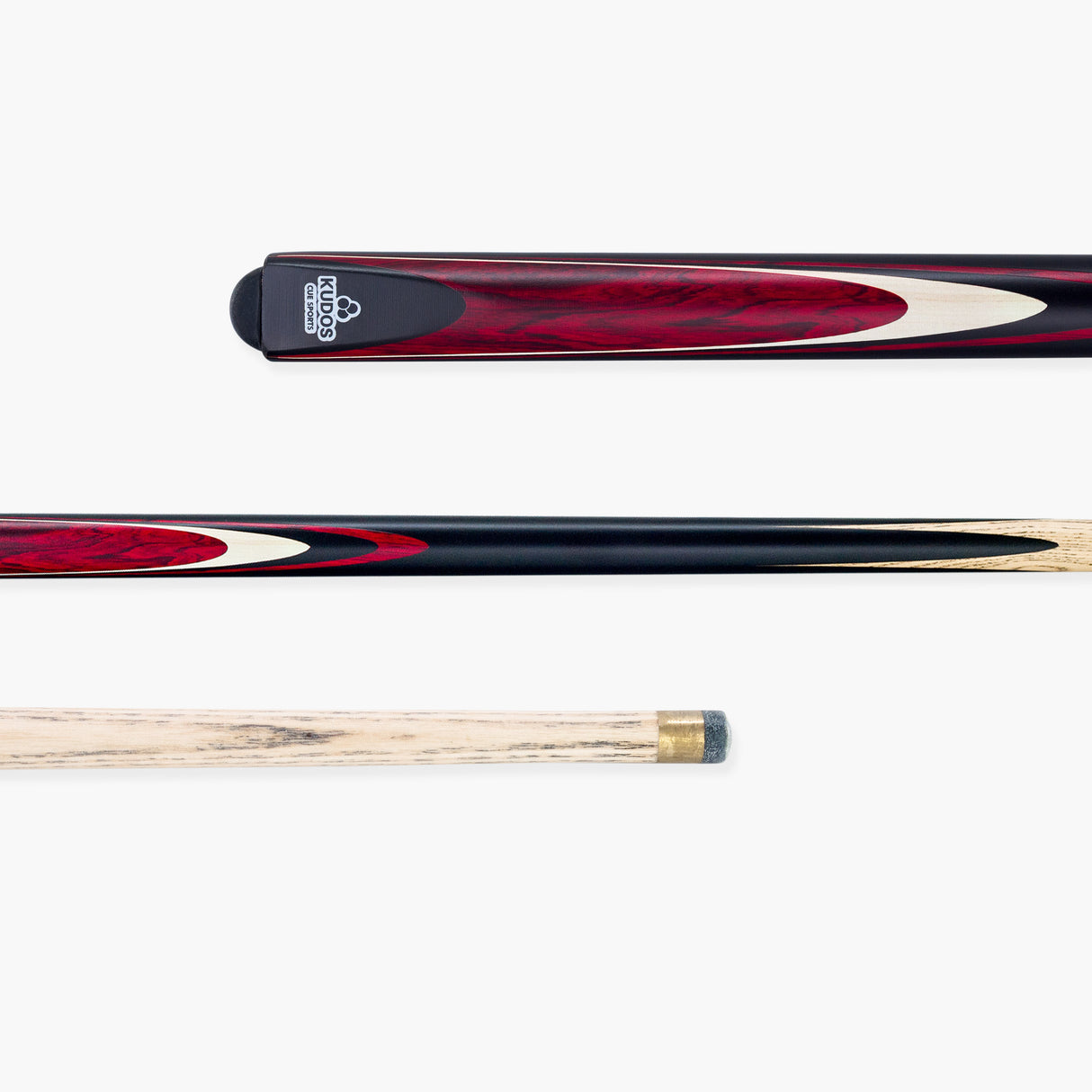 Kudos Red Bullet 57 Inch 2 Piece Centre Joint Ash Snooker Pool Cue with 9.5mm Tip