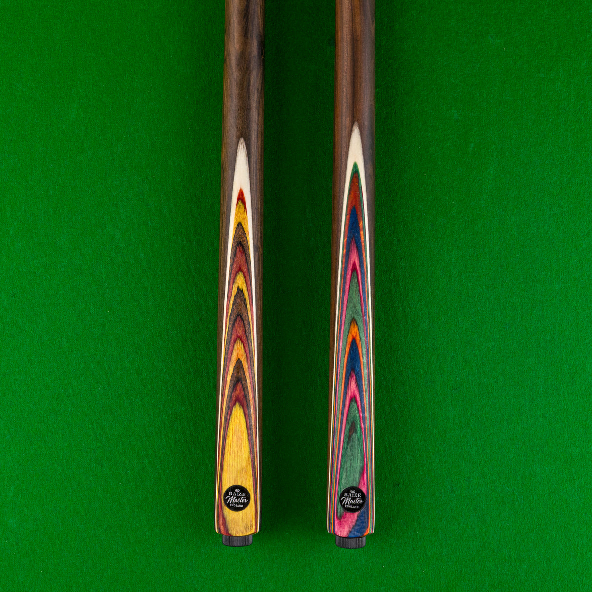 Baize Master Kingsley 2 Piece UV Printed Snooker and Pool Cue with 9.5mm Green Layered Tip