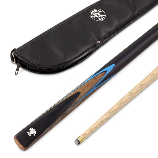 Jonny 8 Ball 48 Inch 2 Piece VANQUISH Junior Kids Snooker Pool Cue and SOFT CASE Set 10mm Tip