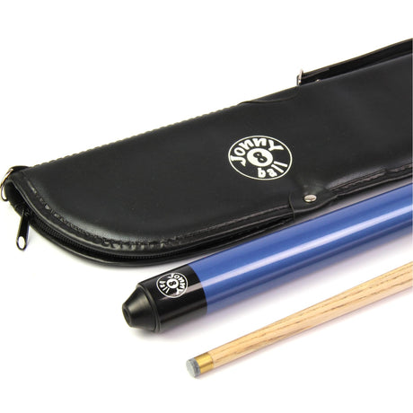 Jonny 8 Ball 36 Inch BLUE JET JUNIOR Kids 2pc Ash Snooker Cue & SOFT CASE