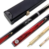Baize Master Jimmy White Signature Red Conquest 48 Inch 2 Piece Snooker Pool Cue and Case Set with 2 Piece Black White Interior Case - 9.5mm Tip
