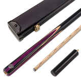 Baize Master PURPLE JESTER 2 Piece 57 Inch Centre Joint Ash Snooker Pool Cue and Case Set 9.5mm Tip - With 2 Piece Black White Interior Case