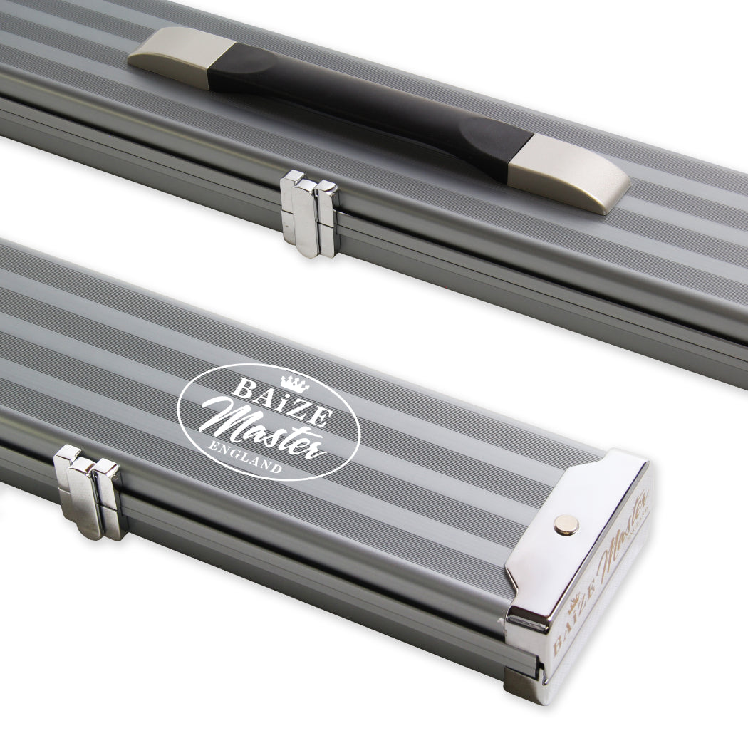 Baize Master WIDE GREY 3/4 PRO LINE Aluminium Metal Ends Snooker Pool Cue Case - Holds 2 Cues