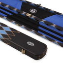 Baize Master 3/4 Joint WIDE 3 Slot BLUE DIAMONDS Luxury Round End Snooker Pool Cue Case with Studs - Holds 2 Cues