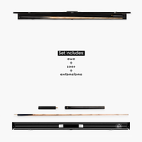 Baize Master CLASSIQUE 57 Inch One Piece Ebony Butt English Pool Cue and Case Set 8.5mm Tip