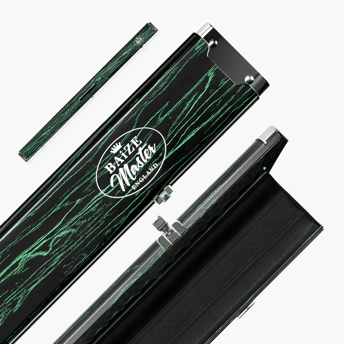 Baize Master Woodgrain 3/4 3 Slot Aluminium Snooker and Pool Cue Case - Holds 2 Cues + Extensions
