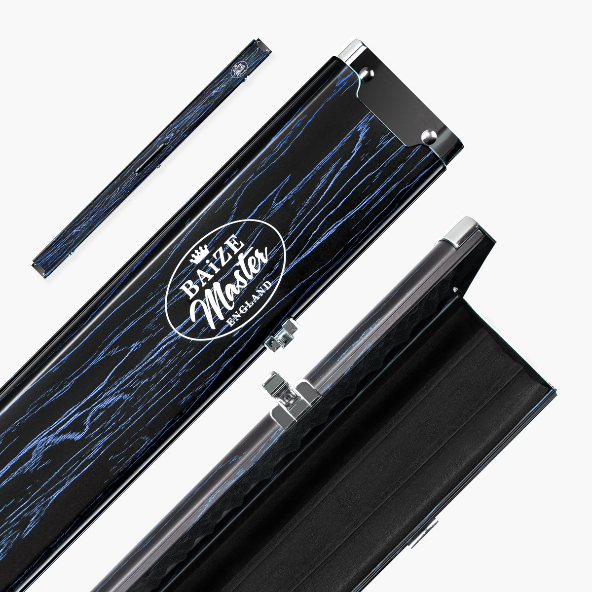 Baize Master Woodgrain 3/4 3 Slot Aluminium Snooker and Pool Cue Case - Holds 2 Cues + Extensions