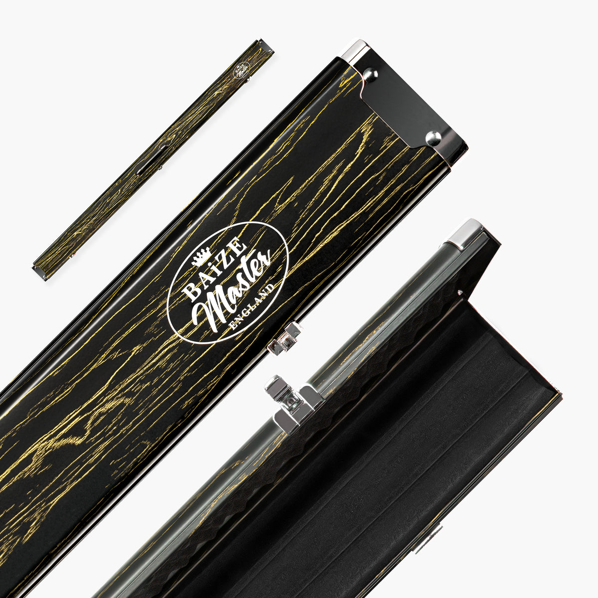Baize Master Woodgrain 3/4 3 Slot Aluminium Snooker and Pool Cue Case - Holds 2 Cues + Extensions