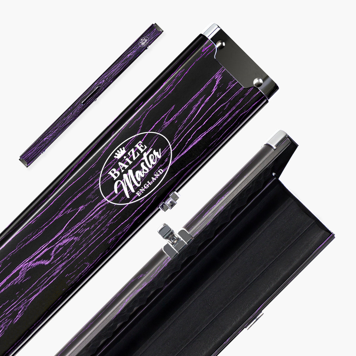 Baize Master Woodgrain 3/4 3 Slot Aluminium Snooker and Pool Cue Case - Holds 2 Cues + Extensions