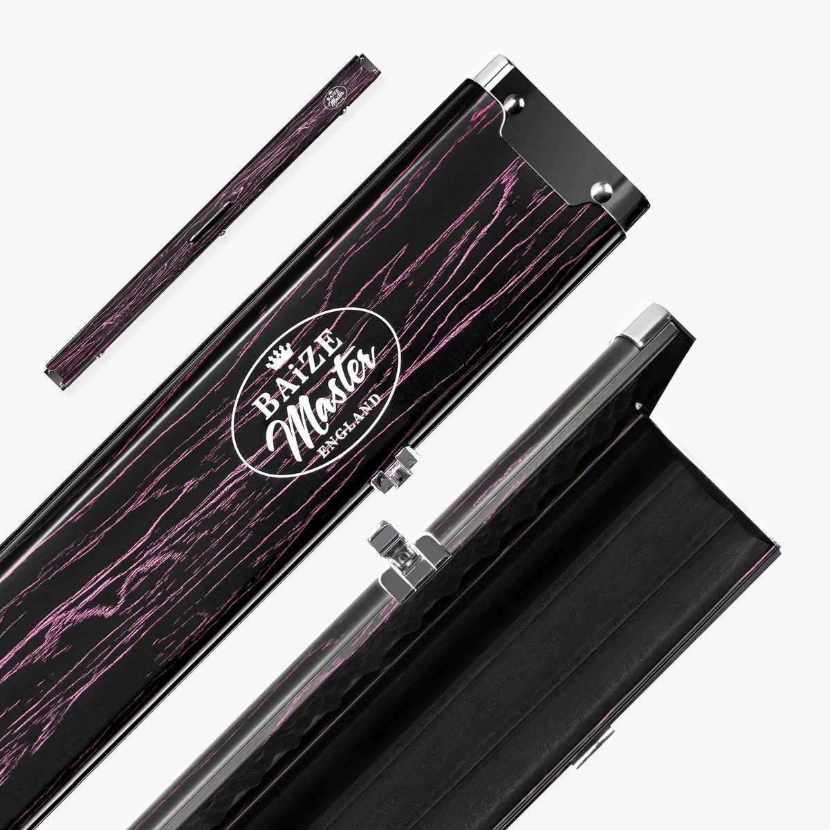 Baize Master Woodgrain 3/4 3 Slot Aluminium Snooker and Pool Cue Case - Holds 2 Cues + Extensions