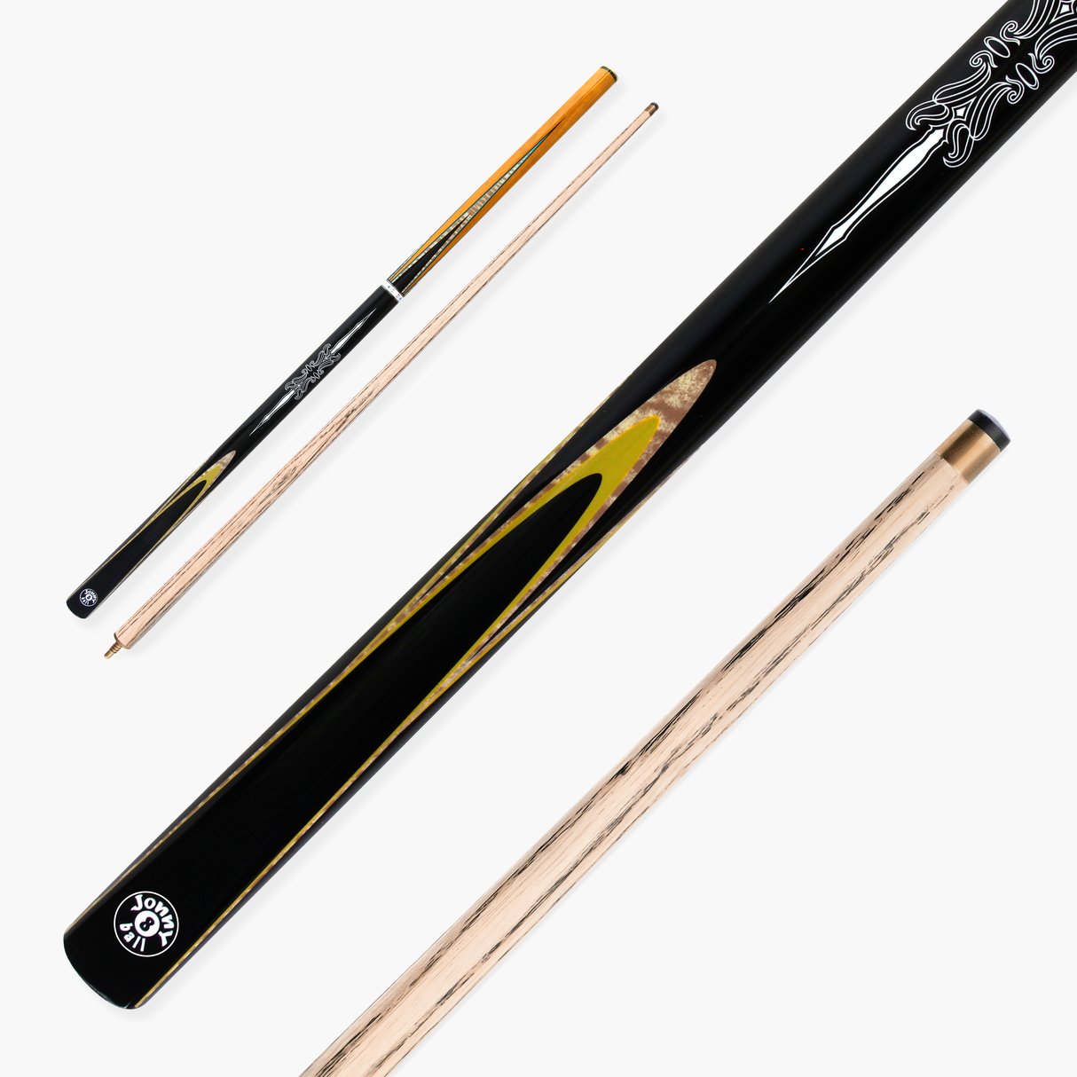 Jonny 8 Ball BLACK SUN 57 Inch 2 Piece Centre Joint Ash English Pool Cue with 8.5mm Tip