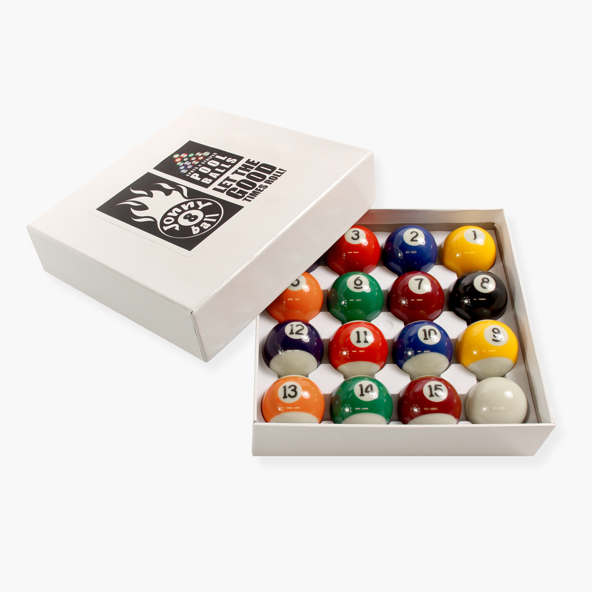 Jonny 8 Ball 1 5/8 Inch (41mm) Economy SPOTS AND STRIPES Numbered American Kids Junior Pool Balls