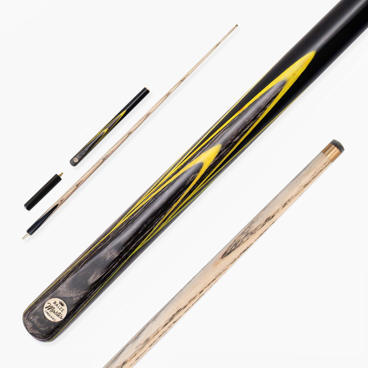 Baize Master Gold Series 58 Inch EMPEROR ¾ Jointed Snooker Pool Cue with 9.5mm Tip and 6 Inch Mini Butt