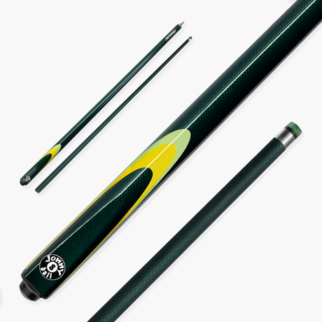 Jonny 8 Ball Inferno 2 Piece Graphite Fiberglass Snooker and Pool Cue 9.5mm Green Layered Tip