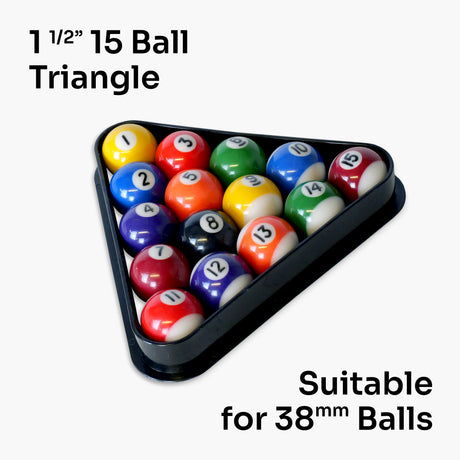 1 1/2" (38mm) 15 Ball Black Plastic Snooker & Pool Triangle for 38mm Balls Cue & Case
