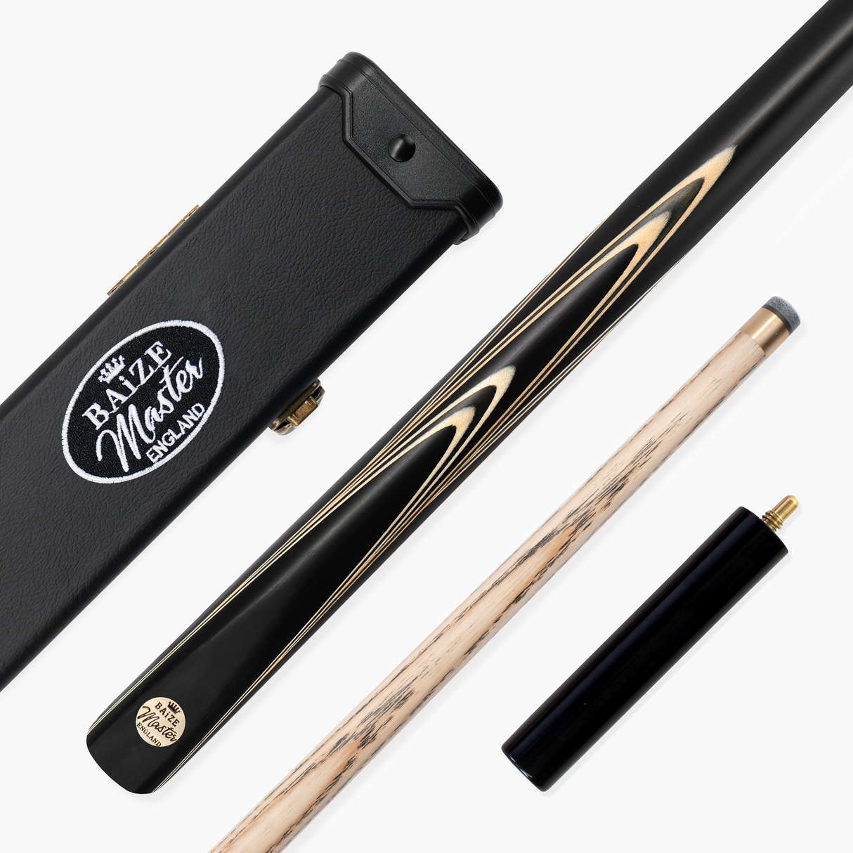 Baize Master Midnight Marksman ¾ Joint English Pool Cue and Case Set with 8.5mm Baize Master Pro Impact Hybrid Tip