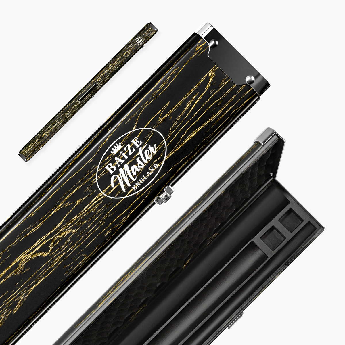 Baize Master Woodgrain 1 Piece 3 Slot Aluminium Snooker and Pool Cue Case - Holds 2 Cues + Extensions