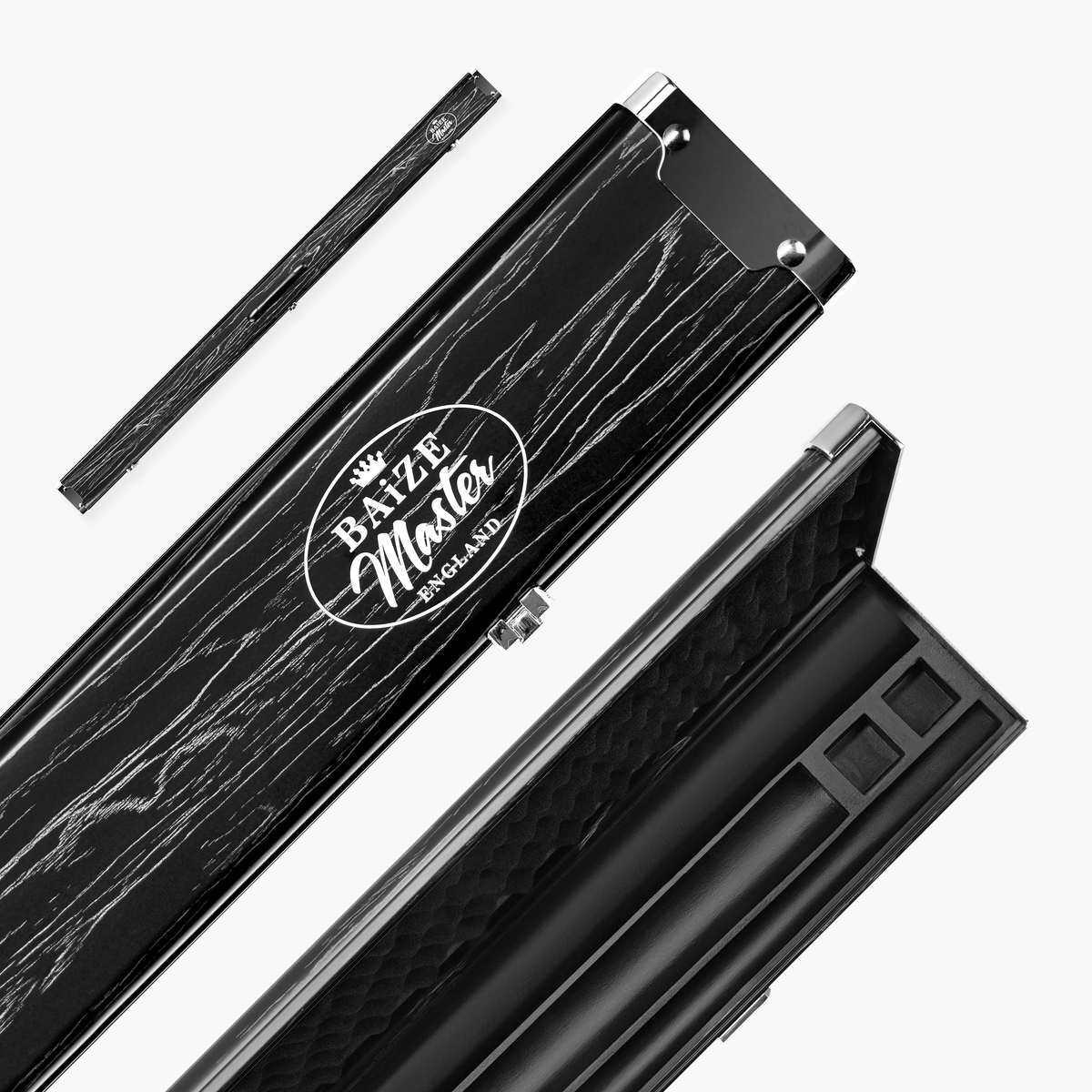 Baize Master Woodgrain 1 Piece 3 Slot Aluminium Snooker and Pool Cue Case - Holds 2 Cues + Extensions