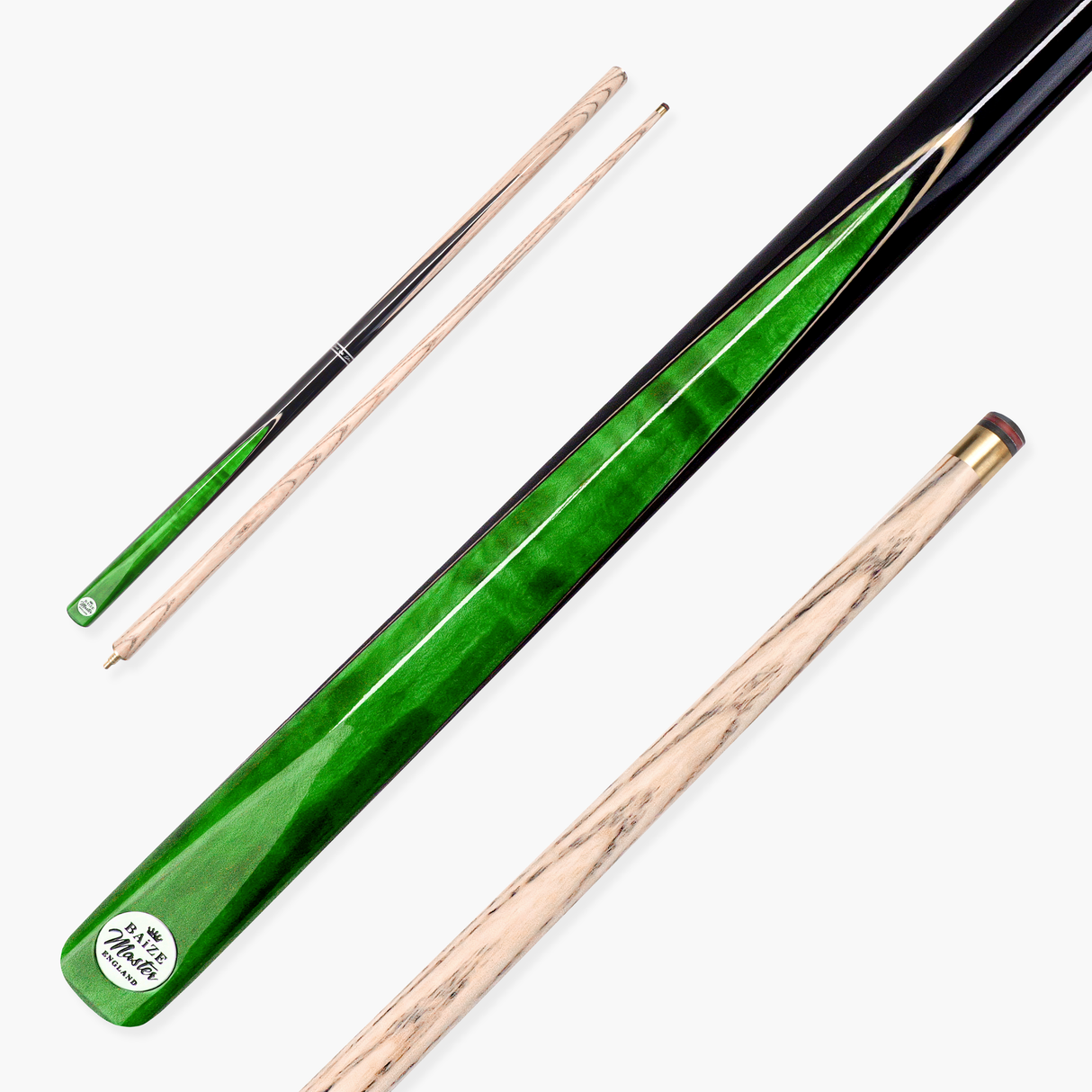 Baize Master 57 Inch CONQUEST 2 Piece Snooker Pool Cue Matching Ash Shaft 9.5mm Tip