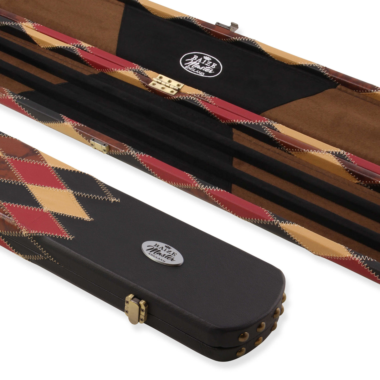 Baize Master 3/4 Joint WIDE 3 Slot BLUE DIAMONDS Luxury Round End Snooker Pool Cue Case with Studs - Holds 2 Cues