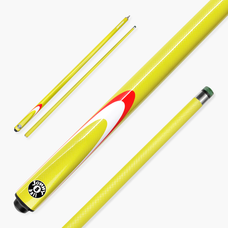 Jonny 8 Ball Inferno 2 Piece Graphite Fiberglass Snooker and Pool Cue 9.5mm Green Layered Tip