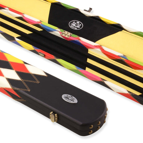 Baize Master 3/4 Joint WIDE 3 Slot BLUE DIAMONDS Luxury Round End Snooker Pool Cue Case with Studs - Holds 2 Cues