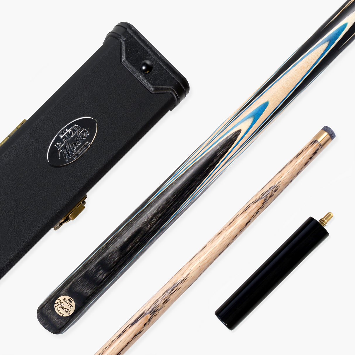 Baize Master Cobalt Marksman 1 Piece Cue and Case Set with Baize Master Black Plastic Ends Case + Mini Butt