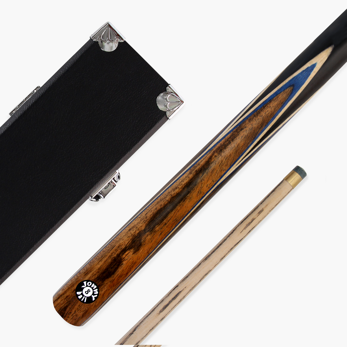 57" 2-Piece Center Split Pool/Snooker Cue Set – Soft Case, Triangle, Chalk, Tips