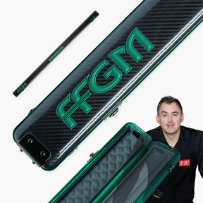 FFGM The Rocket Ronnie O'Sullivan 1 Piece 2 Slot Ultra Luxury Black and Green Snooker and Pool Cue Case - Holds 2 x One Piece Cues Cue + Case