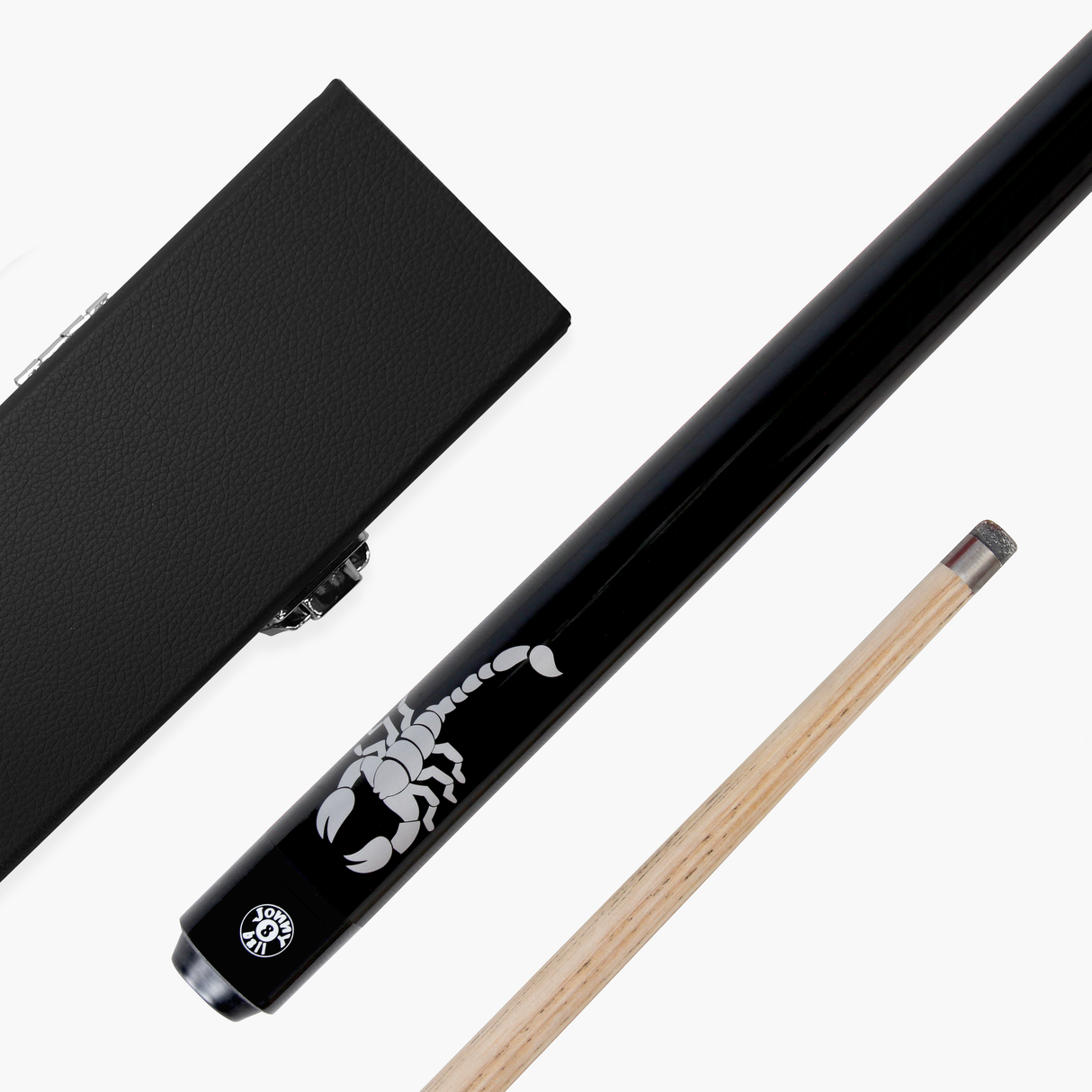 Jonny 8 Ball SCORPION 57 Inch 2 Piece Ash Snooker Pool Cue 9mm Tip with Hard Case