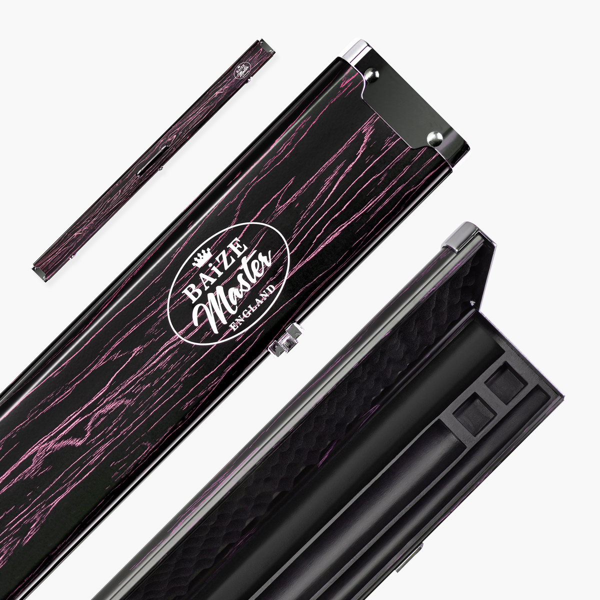 Baize Master Woodgrain 1 Piece 3 Slot Aluminium Snooker and Pool Cue Case - Holds 2 Cues + Extensions