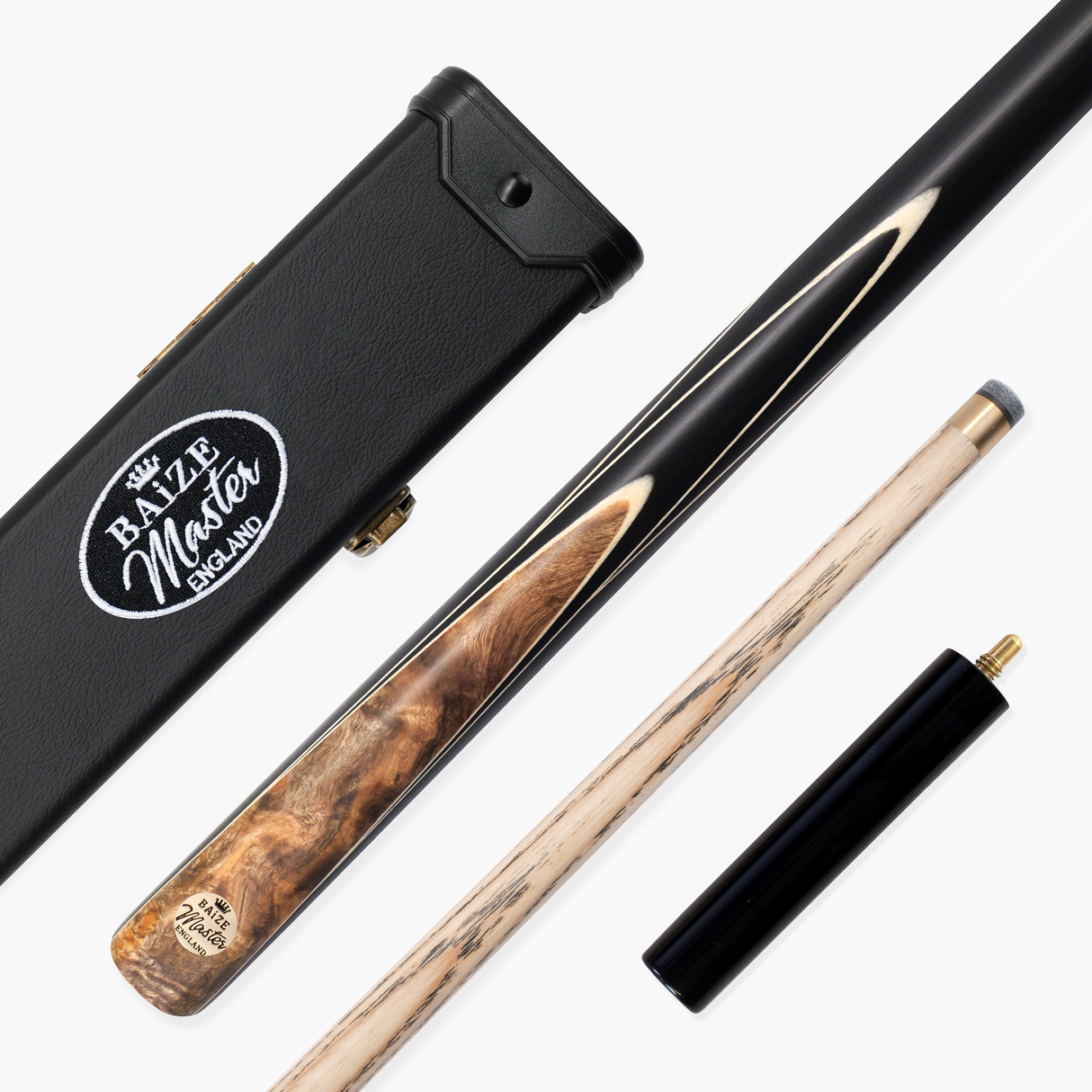 Baize Master Marble Marksman ¾ Joint English Pool Cue and Case Set with 8.5mm Baize Master Pro Impact Hybrid Tip