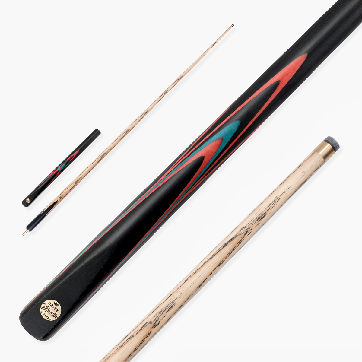 Baize Master Coral Centurion 58 Inch 3/4 Joint Hand Spliced Snooker and Pool Cue with 9.5mm Pro Impact Hybrid Tip