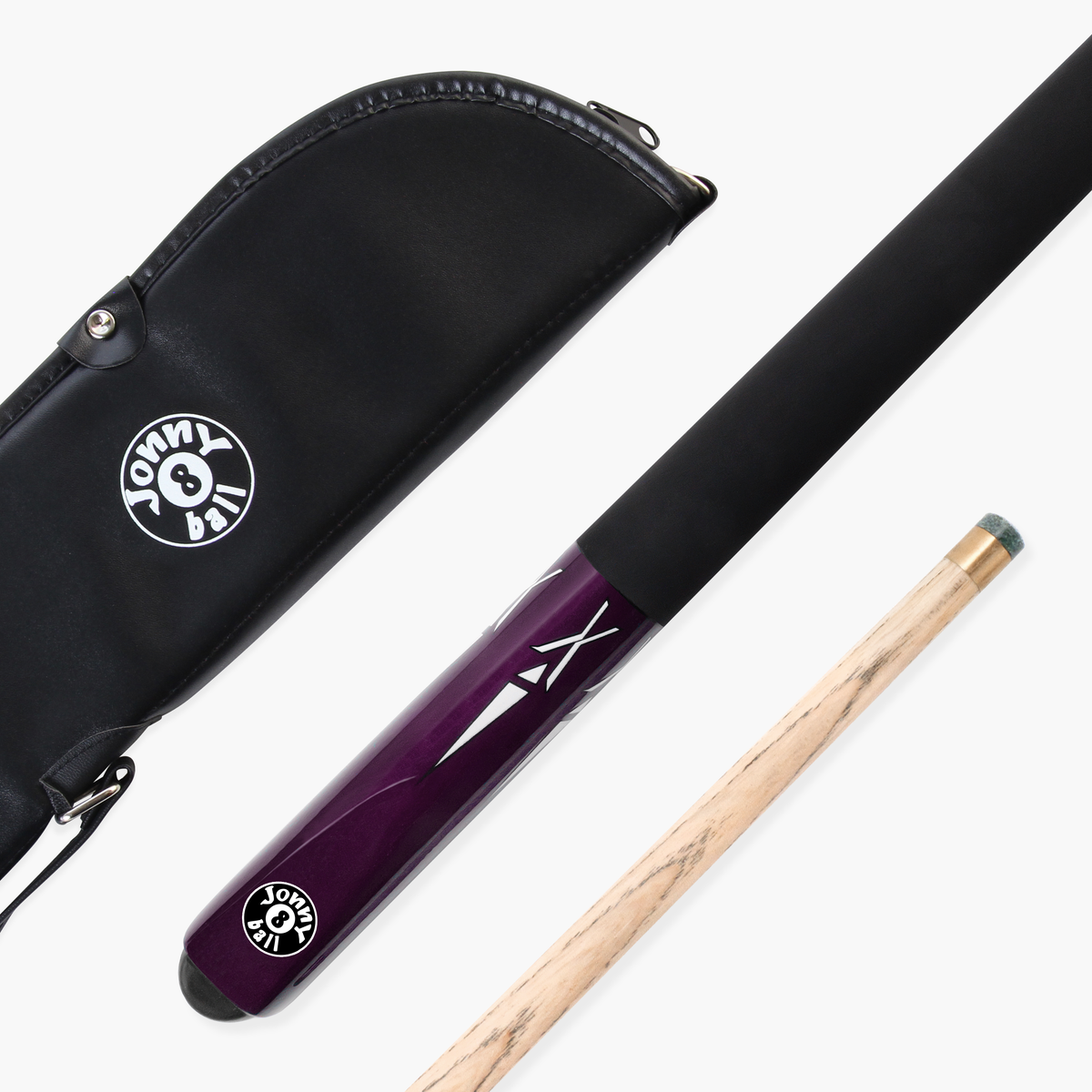 Jonny 8 Ball Purple Torpedo 48 Inch 2 Piece Junior Kids Snooker Pool Cue and Case Set 9.5mm Tip
