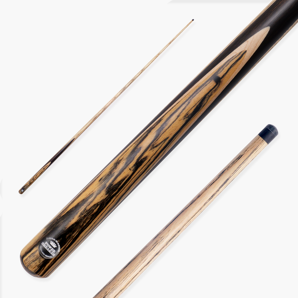 Baize Master Power Breaker Zebrano 57 Inch 1 Piece English Pool Break Cue with Ash Shaft and Ebony Splice - 10.2mm Phenolic Tip and Round Butt End – For Breaking Only