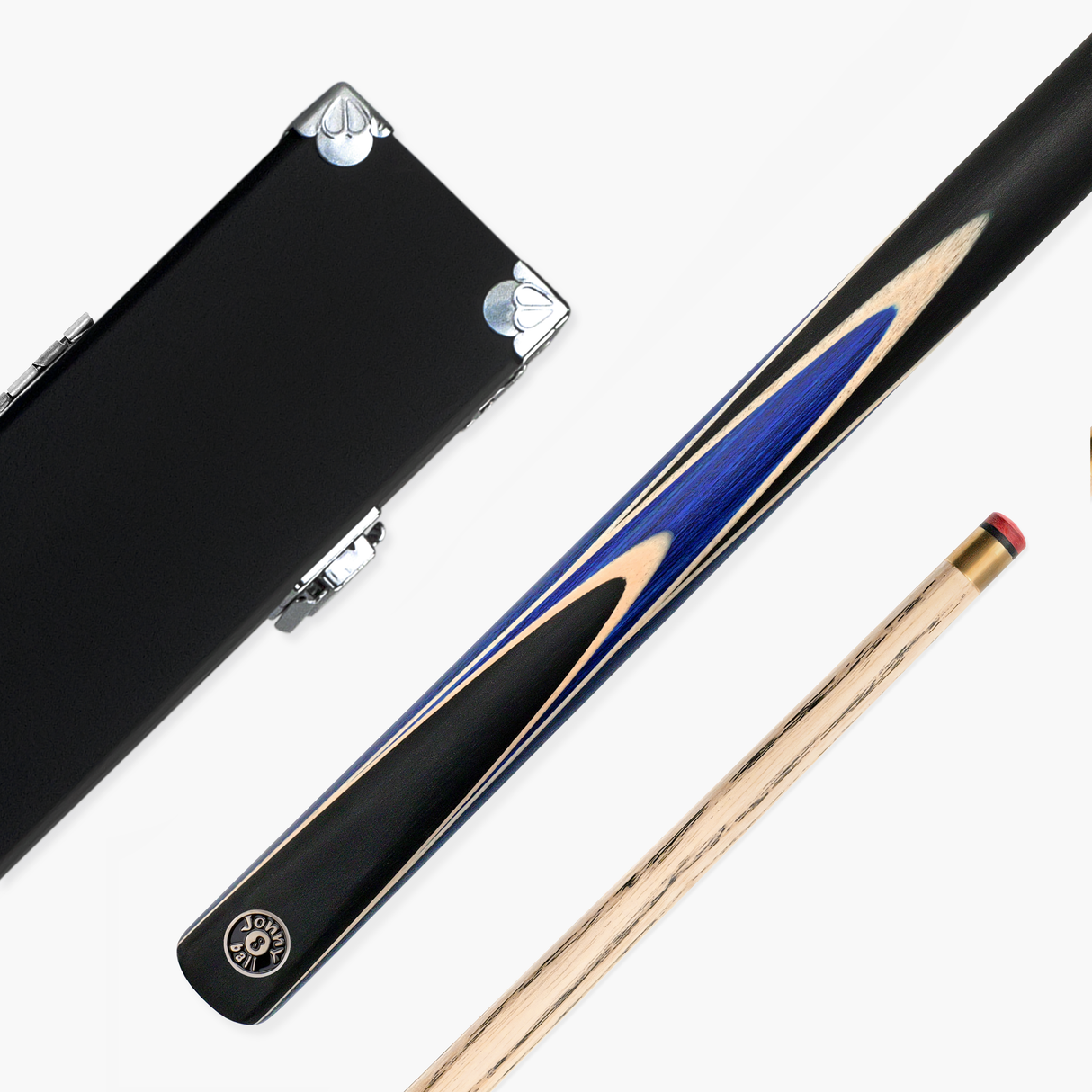 Jonny 8 Ball Sniper 2 Piece English Pool Cue and Case Set 8mm Pro Tip With Black Hard Case