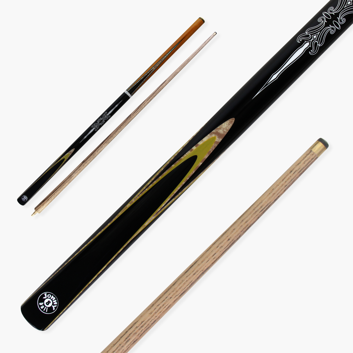Jonny 8 Ball BLACK SUN 57 Inch 2 Piece Centre Joint Ash English Pool Cue with 8.5mm Tip