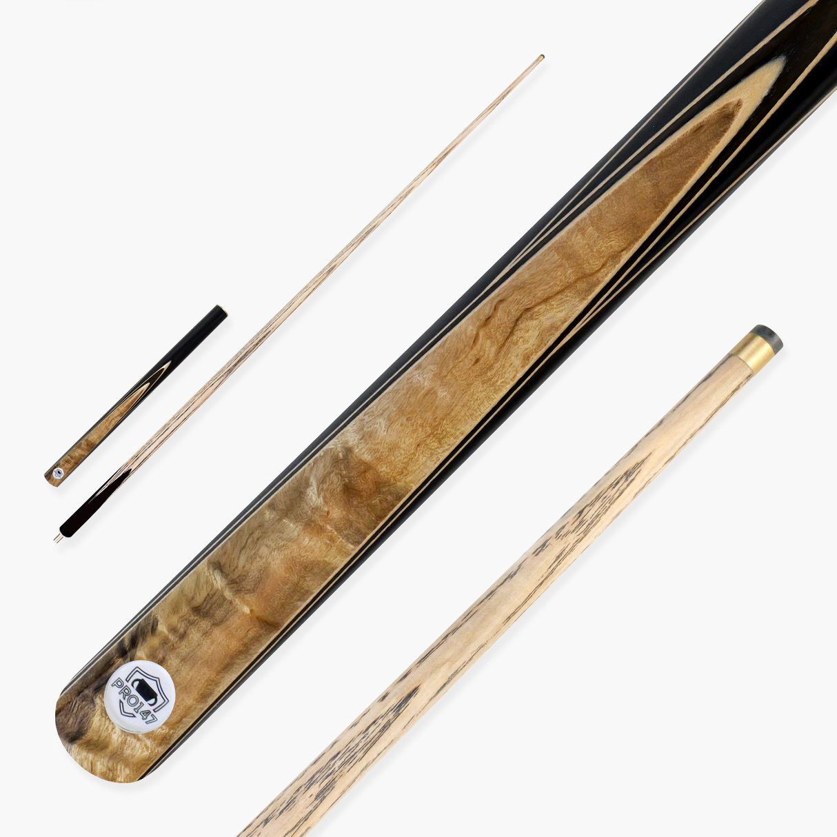 PRO147 Pearl Series Gold Camphor 57 Inch 3/4 Jointed Snooker Pool Cue 9.5mm Tip