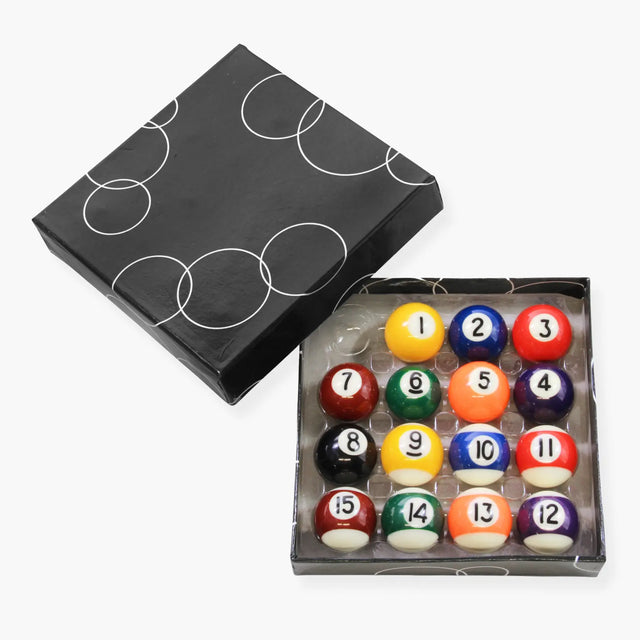 Set 15 Mini Magnetic Spots and Stripes Pool Balls Cue & Case