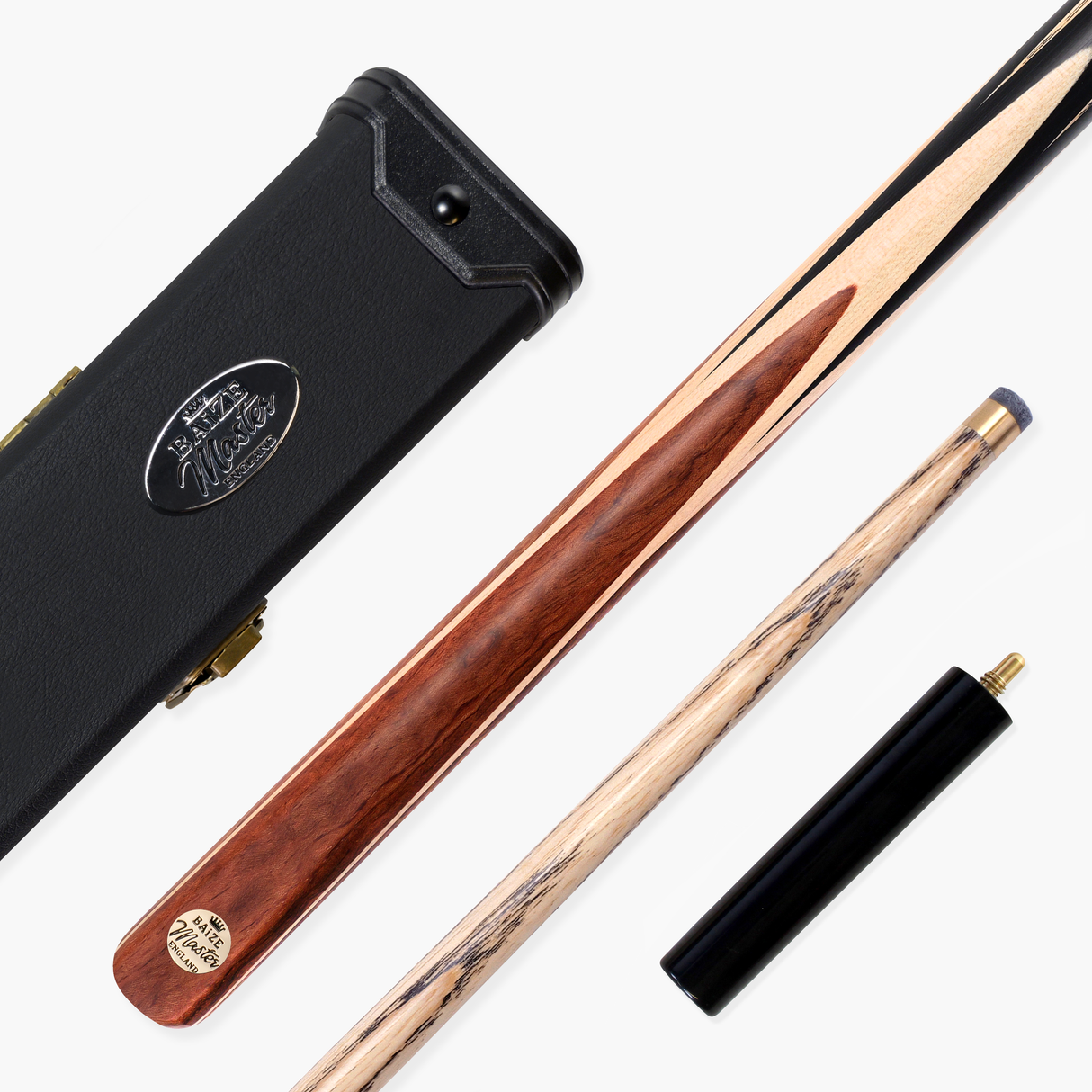 Baize Master Cedar Marksman 1 Piece Cue and Case Set with Baize Master Black Plastic Ends Case + Mini Butt