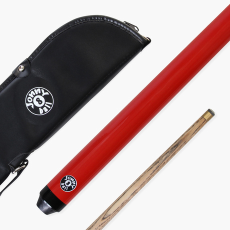 Jonny 8 Ball 42 Inch RED JET JUNIOR 2pc Ash Snooker Cue & SOFT CASE - 10mm Tip