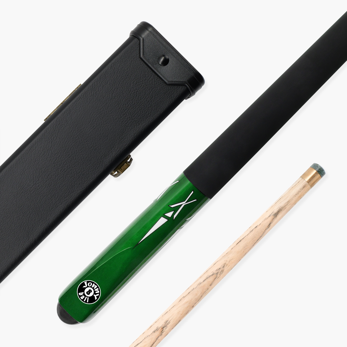 Jonny 8 Ball GREEN TORPEDO 48 Inch 2 Piece Junior Kids Snooker Pool Cue and Hard Case Set 9.5mm Tip