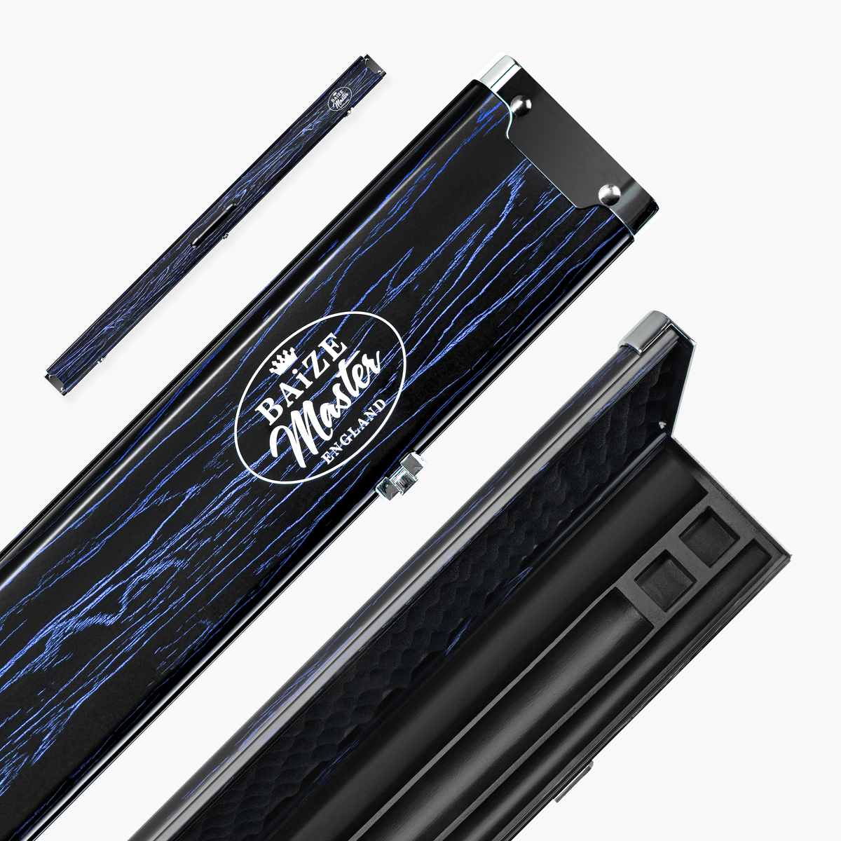 Baize Master Woodgrain 1 Piece 3 Slot Aluminium Snooker and Pool Cue Case - Holds 2 Cues + Extensions