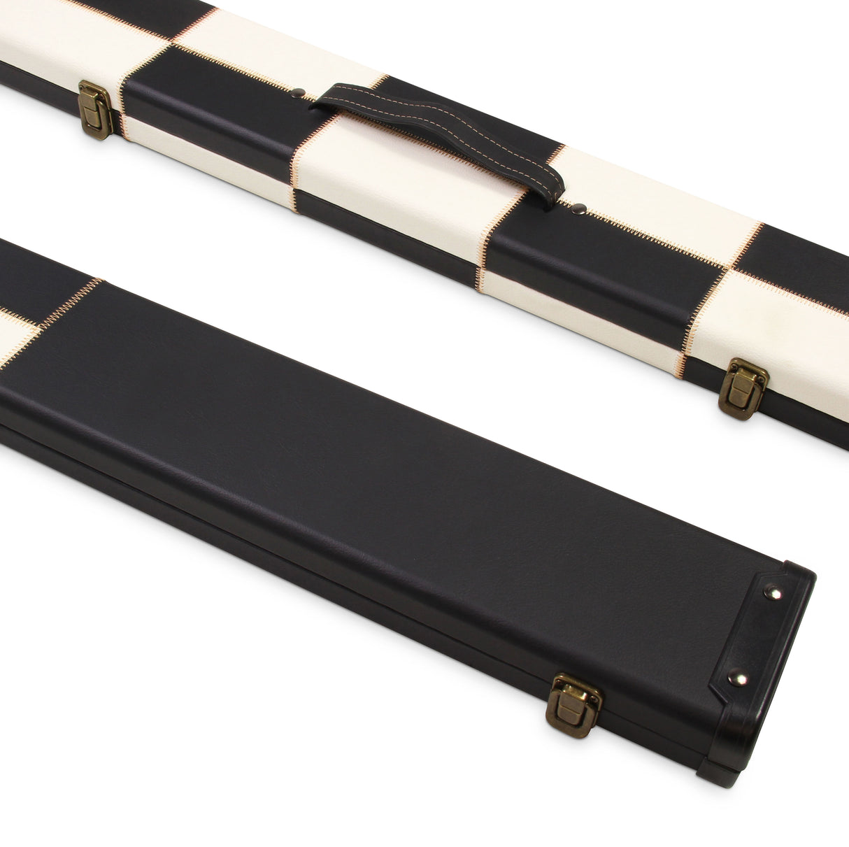 Deluxe 1 Piece WIDE CHEQUERED Snooker Pool Cue Case with Plastic Ends - Holds 3 Cues